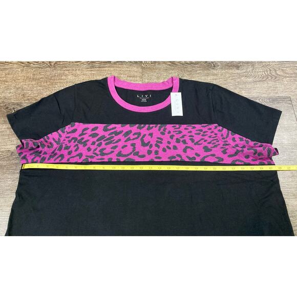 New Livi Womens Athletic Tee Crew Neck Short Sleeve Leopard 26/28 Lane Bryant - Picture 8 of 12